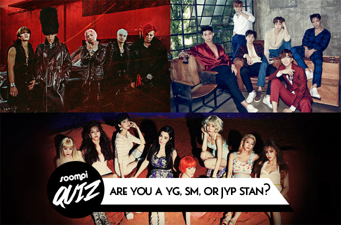 QUIZ: Are You A YG, SM, Or JYP Stan? QUIZ: Are You A YG, SM, Or JYP Stan?