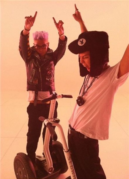 G-Dragon and TOP Post Photos From Their Music Video Set