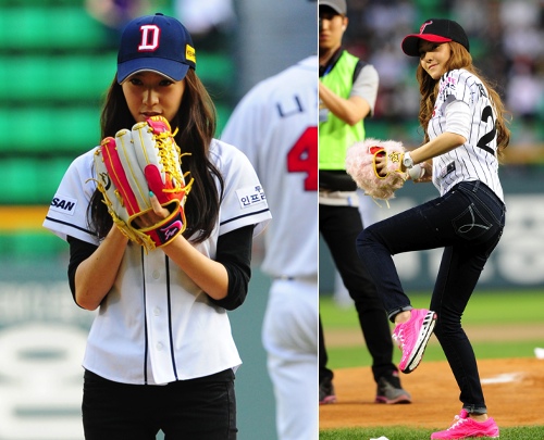 f(x)’s Krystal Throws First Pitch for Baseball Game, “Are you watching Jessica?”