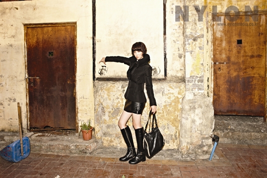Sulli in Hot Leather Shorts in “Nylon”