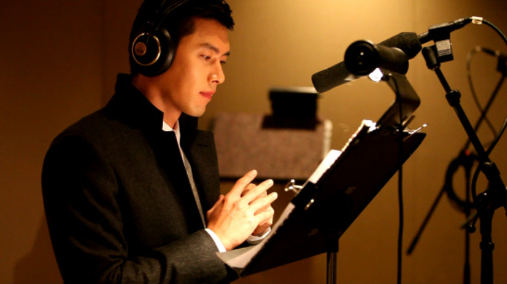 Recent Photos of Hyun Bin at a Recording Booth Are Released