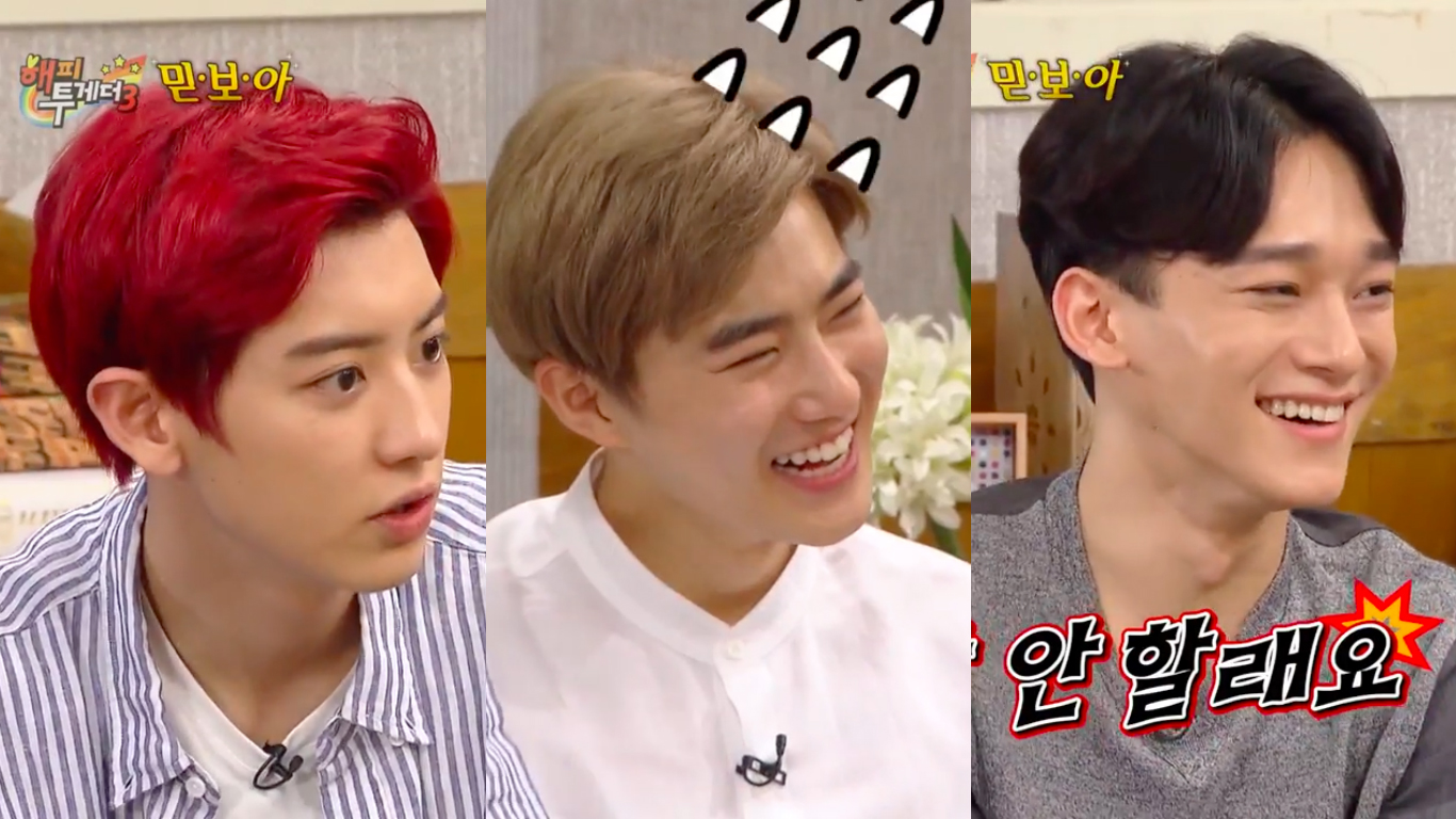 EXO’s Chanyeol, Suho, And Chen Answer First Kiss Questions In Hilariously Different Ways