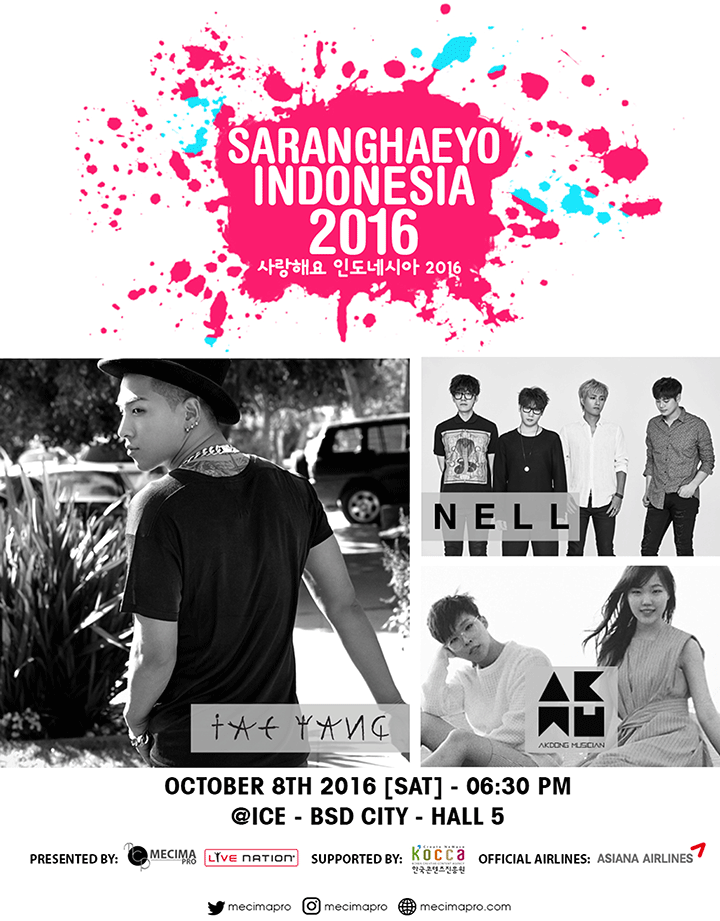'Saranghaeyo Indonesia' Concert To Bring Taeyang, Akdong Musician, and Nell to Jakarta