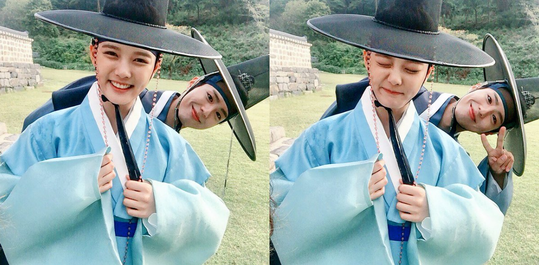Park Bo Gum Hides Behind Kim Yoo Jung In Adorable New Shots On Set