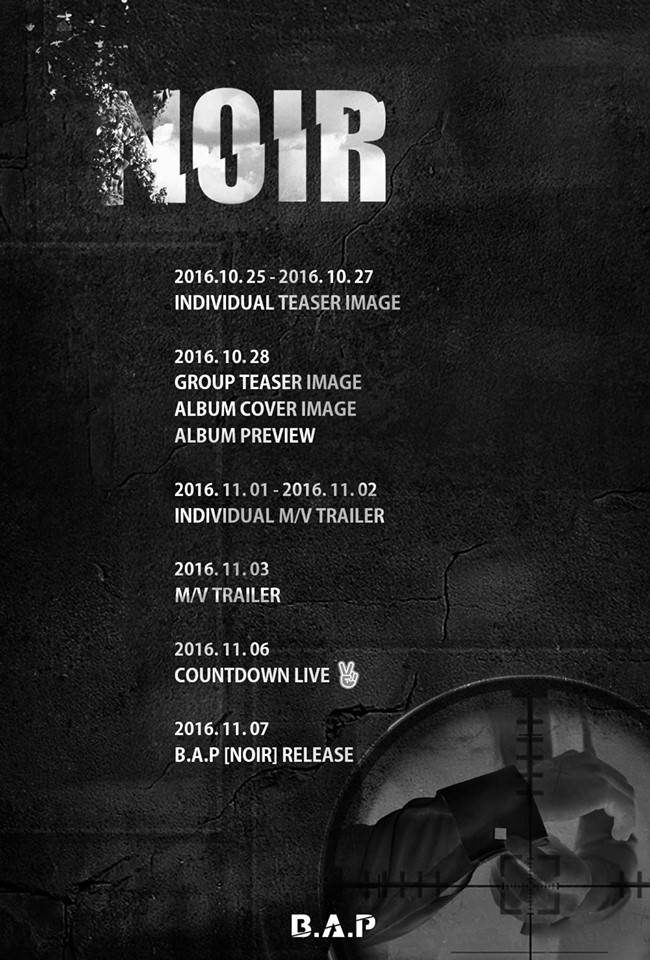 B.A.P Confirms 'NOIR' Comeback And Drops Schedule Poster