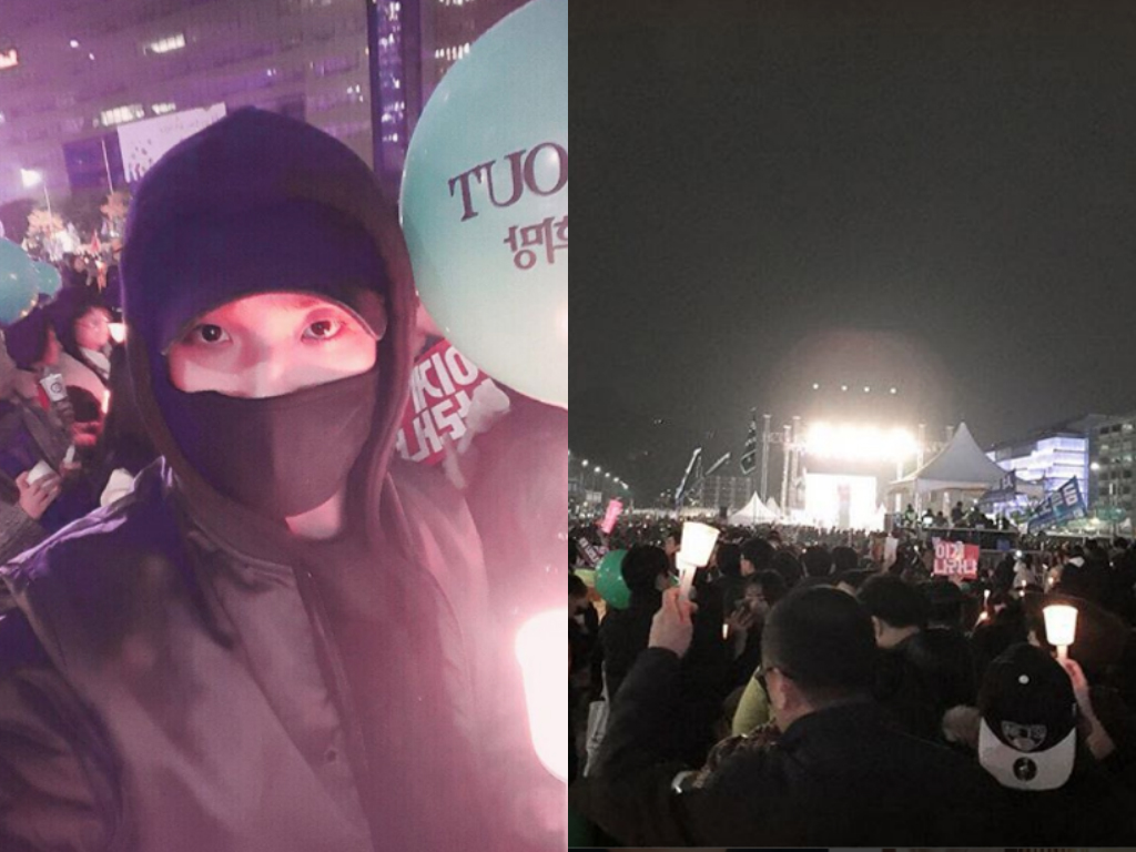 Lee Joon Takes Part In Protest Calling For President Park Geun Hye's Resignation