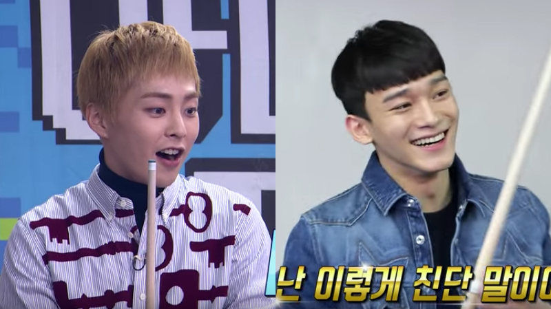 Watch: EXO's Xiumin And Chen Are Peas In A Pod When Eating, But Not While Playing Billiards In Variety Preview