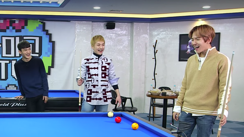 Watch: EXO-CBX Can’t Stop Gushing About D.O’s Billiards Skills In Variety Show Preview