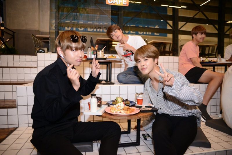 BTS Visits Their Very Own Brick Live Café In Thailand