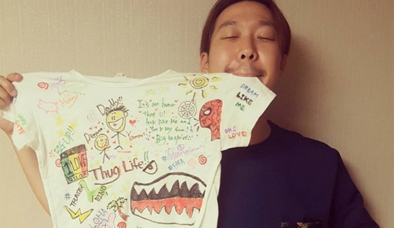 Haha Writes A Sweet Message To His Son On Personalized T-Shirt