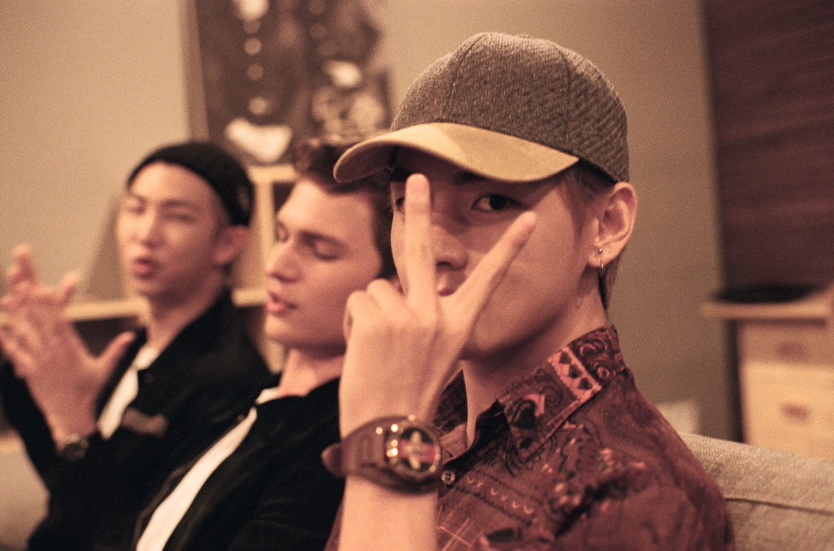 Ansel Elgort Shares More Photos From Meet-Up With BTS's Rap Monster And V