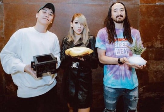 YG Labelmates CL And Seungri Meet Up In Cute Snapshot With Steve Aoki