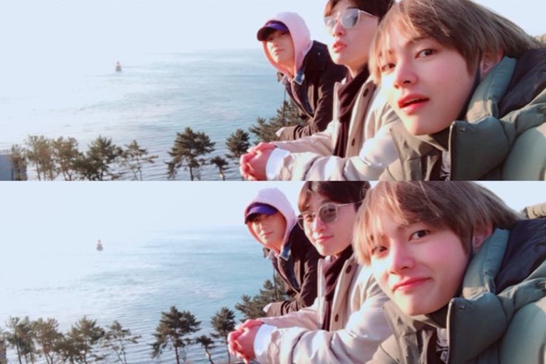 BTS's V Shares Photos From Trip With Park Seo Joon And Park Hyung Sik