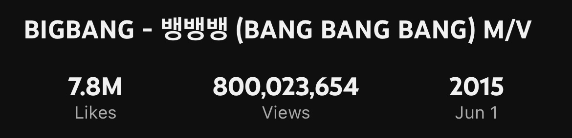 BIGBANG’s “BANG BANG BANG” Becomes First 2nd-Gen K-Pop MV To Surpass 800 Million Views