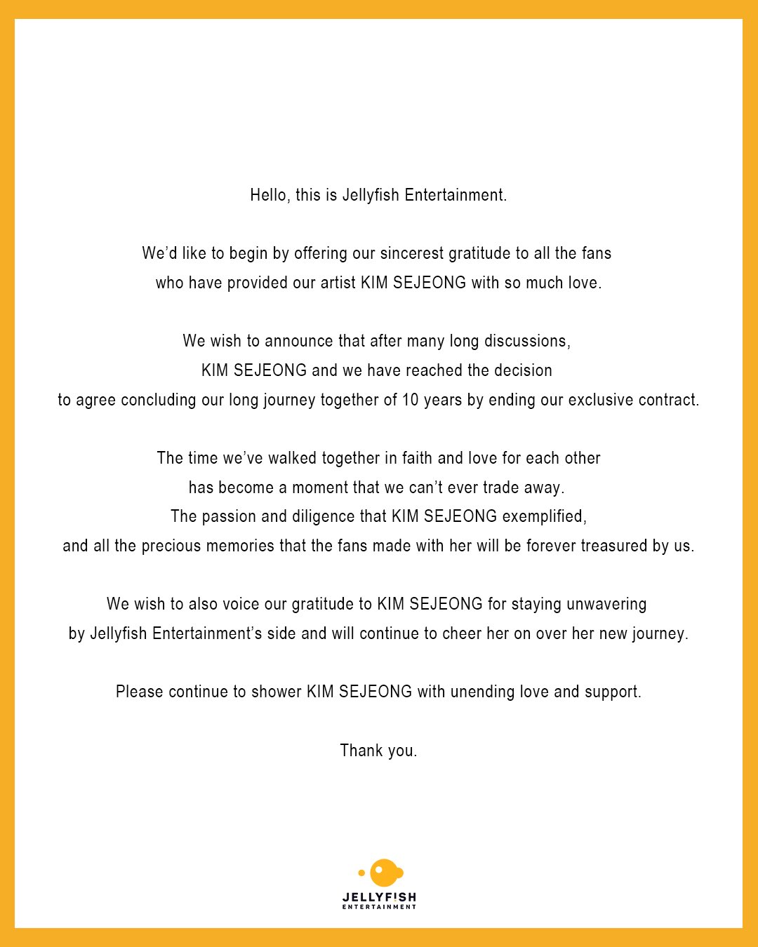 Kim Se Jeong Officially Parts Ways With Jellyfish Entertainment After 10 Years + Reportedly Joins BH Entertainment