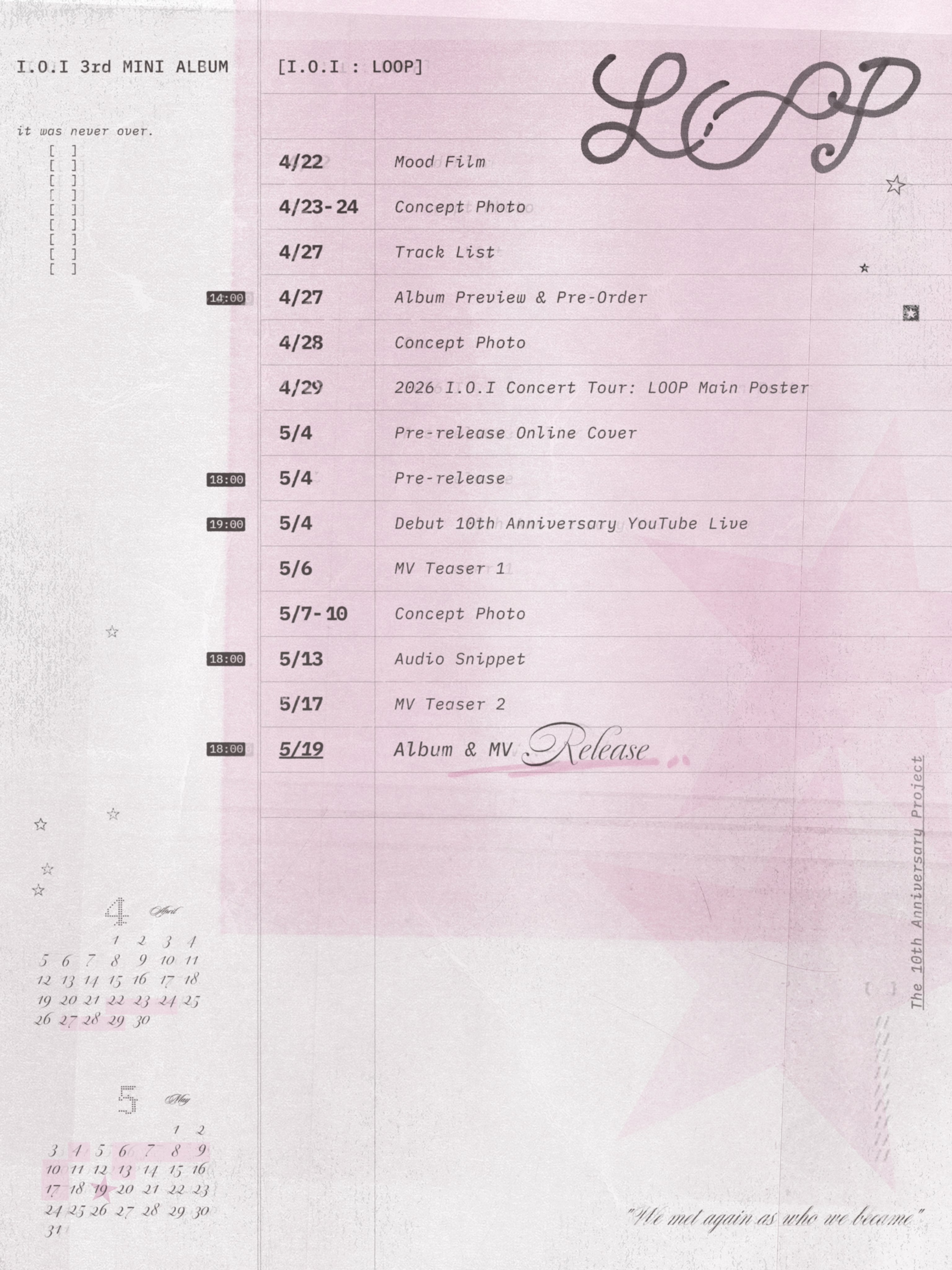 Update: I.O.I Announces 10th Anniversary Comeback Date With “I.O.I : LOOP” Promotion Scheduler