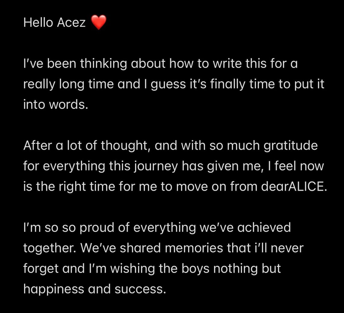 dearALICE’s James Announces He Is Leaving The Group In Heartfelt Letter