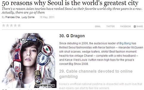 G-Dragon on CNN’s List of “50 Reasons Why Seoul is the World’s Greatest City”