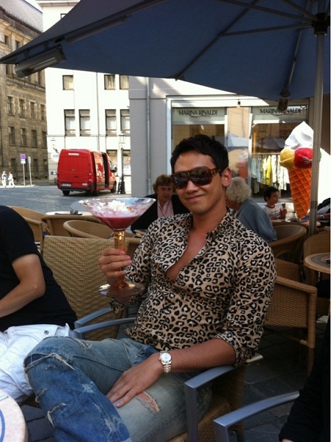 Rain Fools Around in Germany: Drinks Out of Cocktail Glass Bigger than his Face