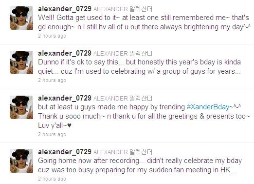 Alexander Misses U-KISS on His birthday?