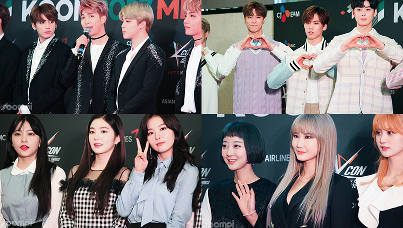 BTS, Eric Nam, EXID, MONSTA X, Astro, NCT 127, INFINITE H y Red Velvet en la alfombra roja de KCON México