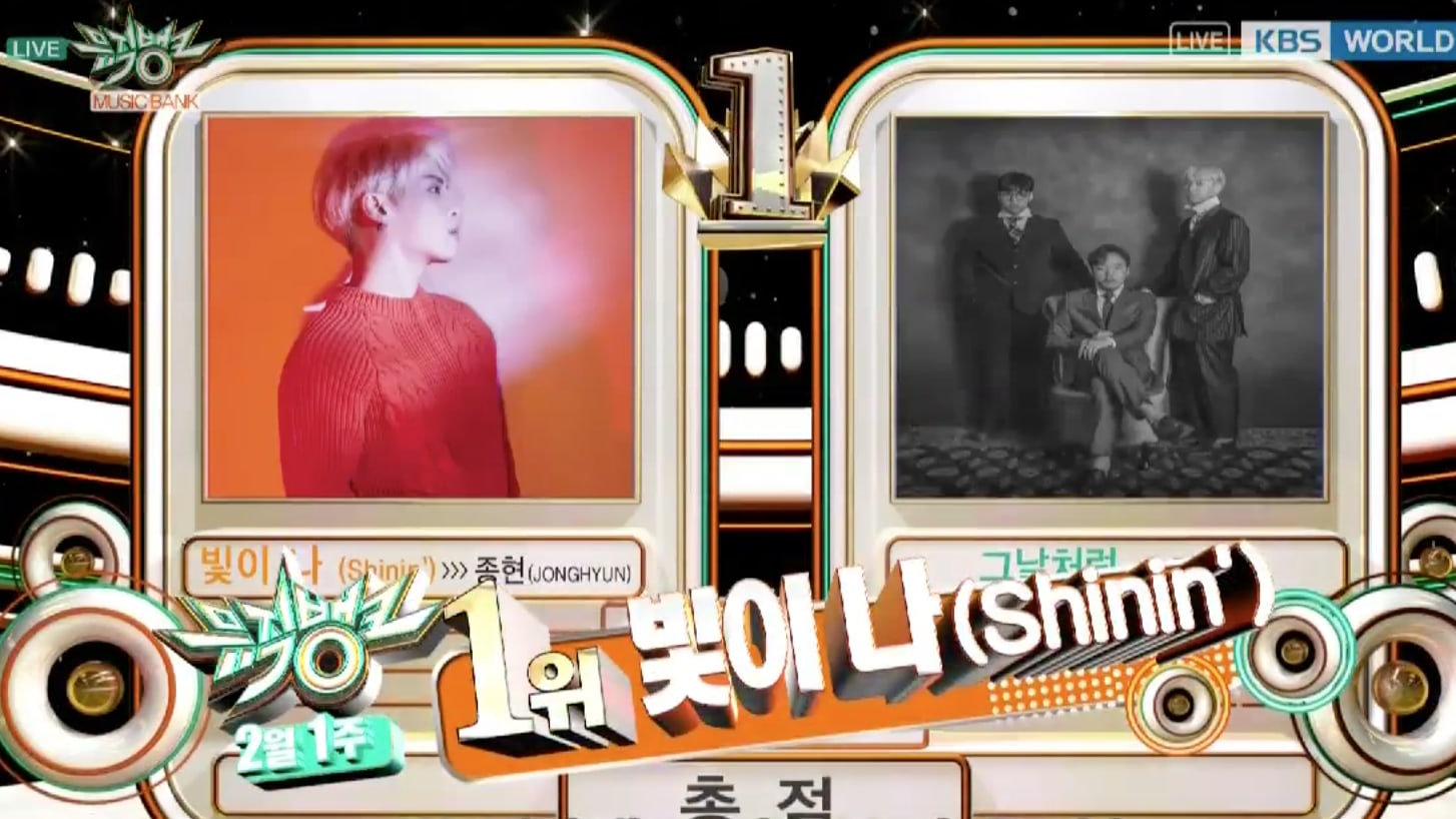 Jonghyun de SHINee obtiene primera victoria para “Shinin'” en “Music Bank”